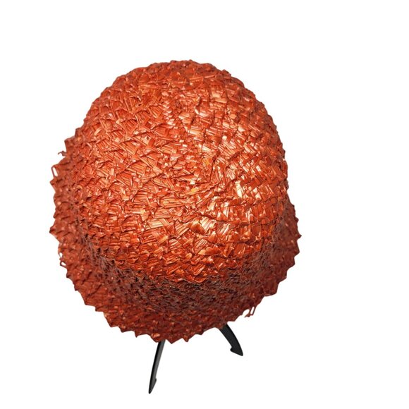 Vtg 20s 30s Italian Filippo Catarzi Womens Orange Woven Straw Bucket Hat Flapper - Picture 6 of 7